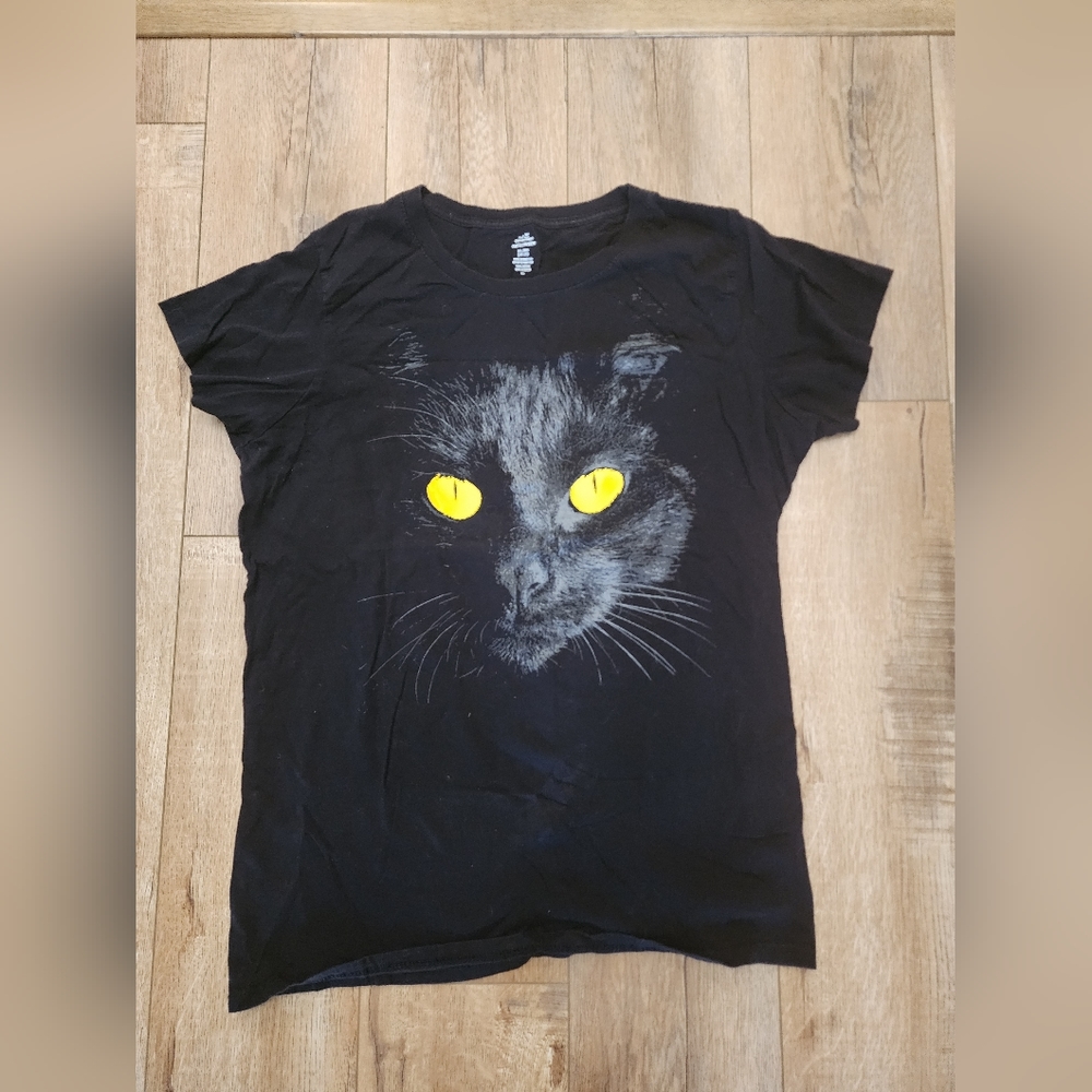 Black Cat T-Shirt Funny Cute Pet Women's L Youth XL Tee T shirt Halloween